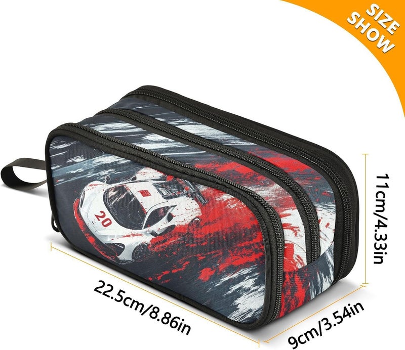 BOENLE Racing Car Truck Pencil Case Box Boys Girls Large Pencil Pouch with Zipper Compartments Big Capacity Stationery Pen Bag Organizer for Kids Teens Adults School - Image 4