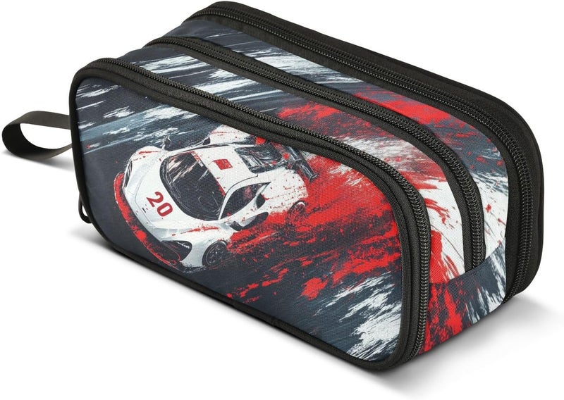 BOENLE Racing Car Truck Pencil Case Box Boys Girls Large Pencil Pouch with Zipper Compartments Big Capacity Stationery Pen Bag Organizer for Kids Teens Adults School - Image 1