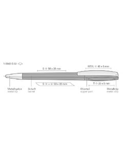 Uma Twist ballpoint pen with matt chrome metal tip- Made in Germany (Pack of 5, White)  - Image 4