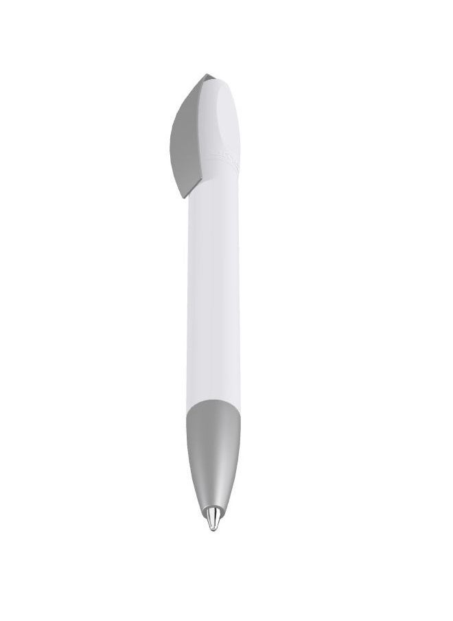 Uma - Twist ballpoint pen with matt chrome metal tip- Made in Germany (Pack of 5, White) - Image 1