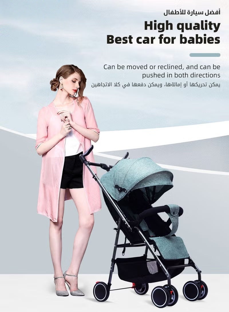 HOOKOR Lightweight Baby Stroller, Multifunctional Travel Cabin, One-Hand Folding Babies Strollers for Newborn, Infant, Kids with Dinner Plate, Sunshade and 175-Degree Adjustable Reversible Reclining Seat - Image 4