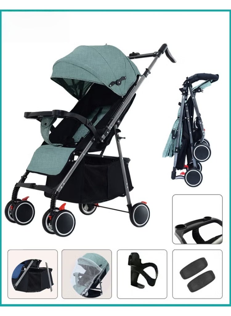 HOOKOR Lightweight Baby Stroller, Multifunctional Travel Cabin, One-Hand Folding Babies Strollers for Newborn, Infant, Kids with Dinner Plate, Sunshade and 175-Degree Adjustable Reversible Reclining Seat - Image 1