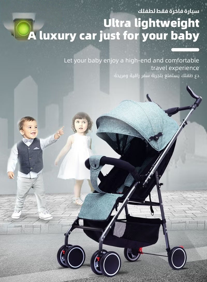 HOOKOR Lightweight Baby Stroller, Multifunctional Travel Cabin, One-Hand Folding Babies Strollers for Newborn, Infant, Kids with Dinner Plate, Sunshade and 175-Degree Adjustable Reversible Reclining Seat - Image 2