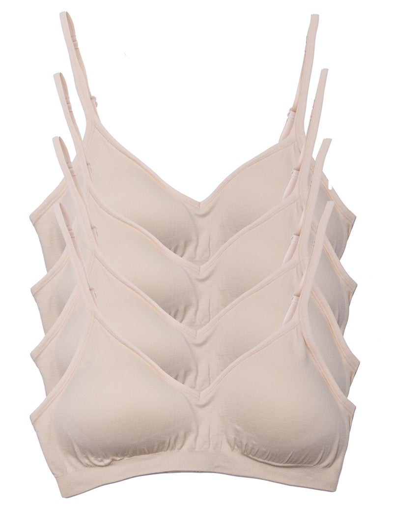 Kalon Women’s 4 Pack Demi Padded Bralette Wireless Comfortable Bra (S/M, 4PK Light Beige) - Image 1
