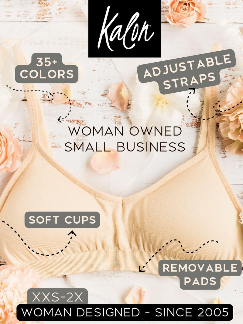 Kalon Women’s 4 Pack Demi Padded Bralette Wireless Comfortable Bra (S/M, 4PK Light Beige) - Image 4