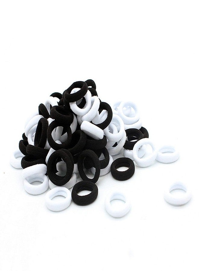 Kalaneet Small Black and White Rubber Bands Hair Ties Ponytail Holders for Girls Kids Baby Girls 100 pcs - Image 1