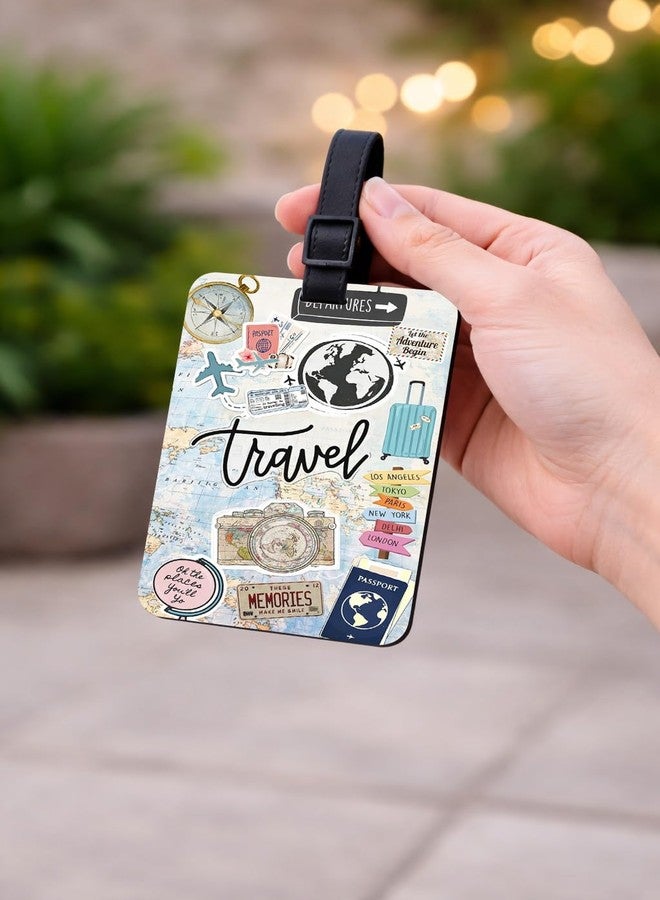 tinywalk Setof 2 Wooden Luggage Tags (7 x 10 Cm), with Strap Travel Bag Tags for Easily Identification of Bags | Reusable Buckle Strap, Travel Bag Tags for Suitcase & Backpack (Design 2) - Image 5