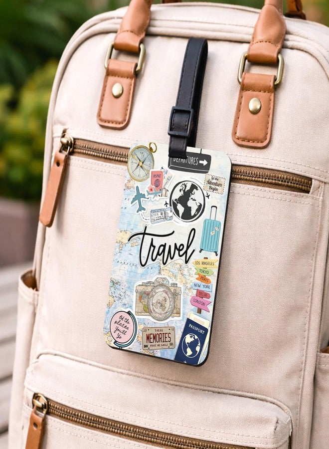 tinywalk Setof 2 Wooden Luggage Tags (7 x 10 Cm), with Strap Travel Bag Tags for Easily Identification of Bags | Reusable Buckle Strap, Travel Bag Tags for Suitcase & Backpack (Design 2) - Image 4