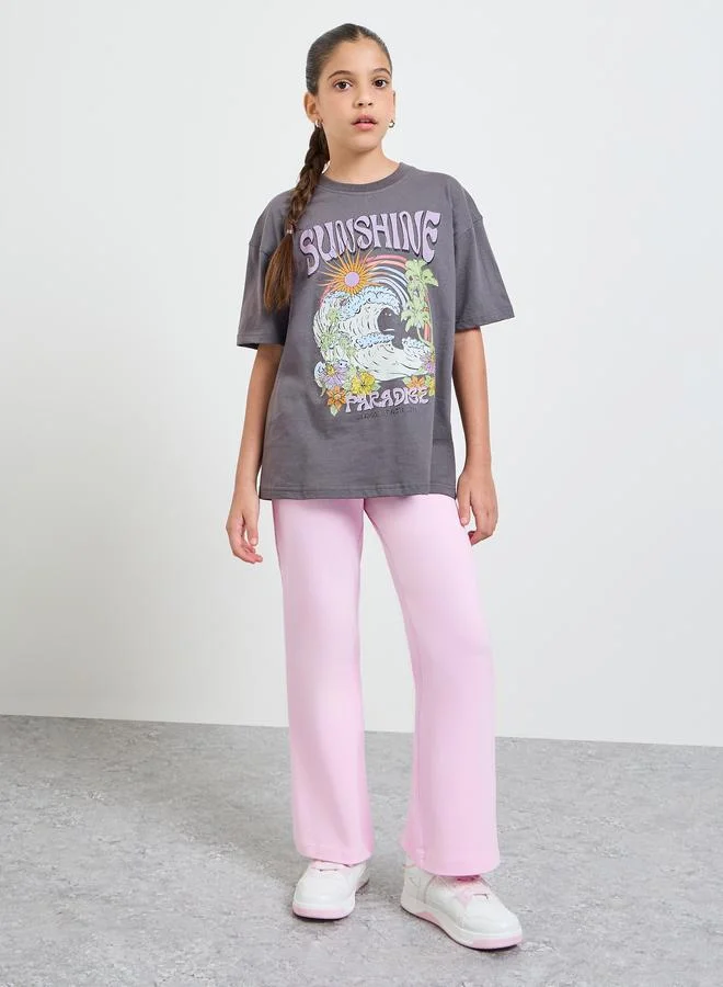 Styli Teen Girls Oversized T-Shirt and Pants Set