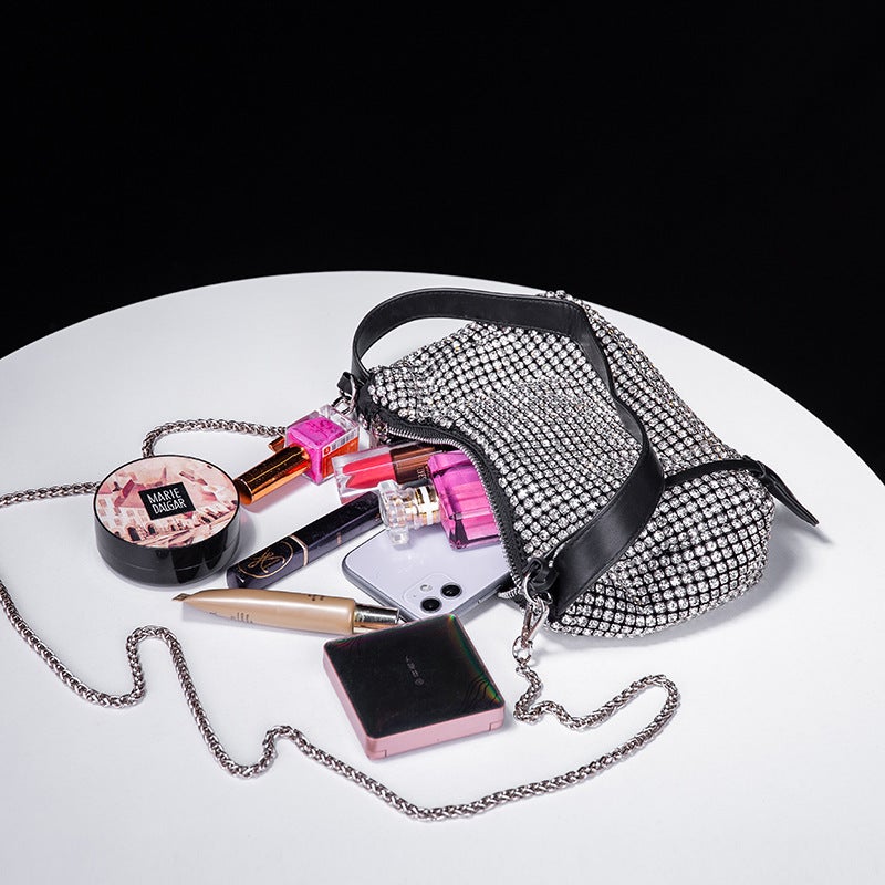 Underarm Bag With Rhinestones For Women, 2026 Fashion Chain Shoulder Handbag, Full Rhinestone Evening Bag, - Image 5