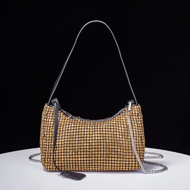 Underarm Bag With Rhinestones For Women, 2026 Fashion Chain Shoulder Handbag, Full Rhinestone Evening Bag, - Image 1