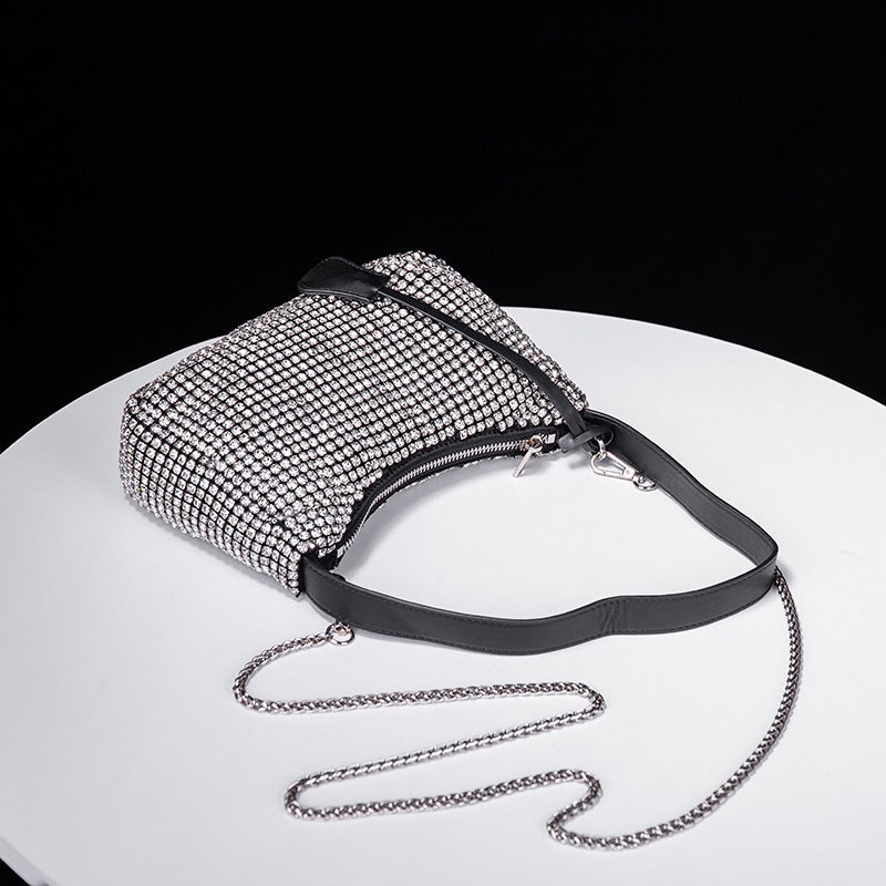 Underarm Bag With Rhinestones For Women, 2026 Fashion Chain Shoulder Handbag, Full Rhinestone Evening Bag, - Image 3