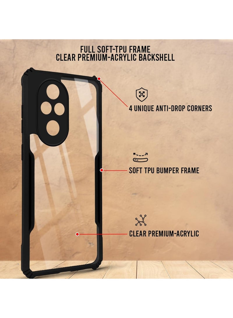 Wtech Hybrid TPU Silicone With Raised Armour Bumpers Slim Case Cover For Honor 200 5G 2024 Black - Image 3