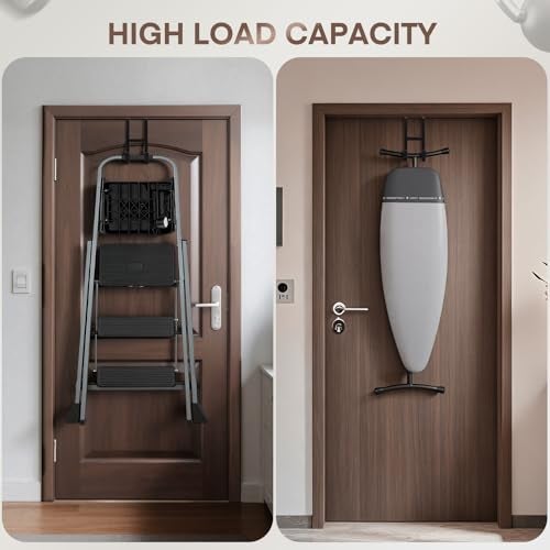FYY 2 Packs Over The Door Hooks, Double Sided Door Hanger Hook - Heavy Duty No Drill Wall Hooks for Hanging Coats, Towels, Bags, Kitchen Closet Fits Most Doors Up to 1-7/8" Thickness (5.12" L, Black) - Image 4
