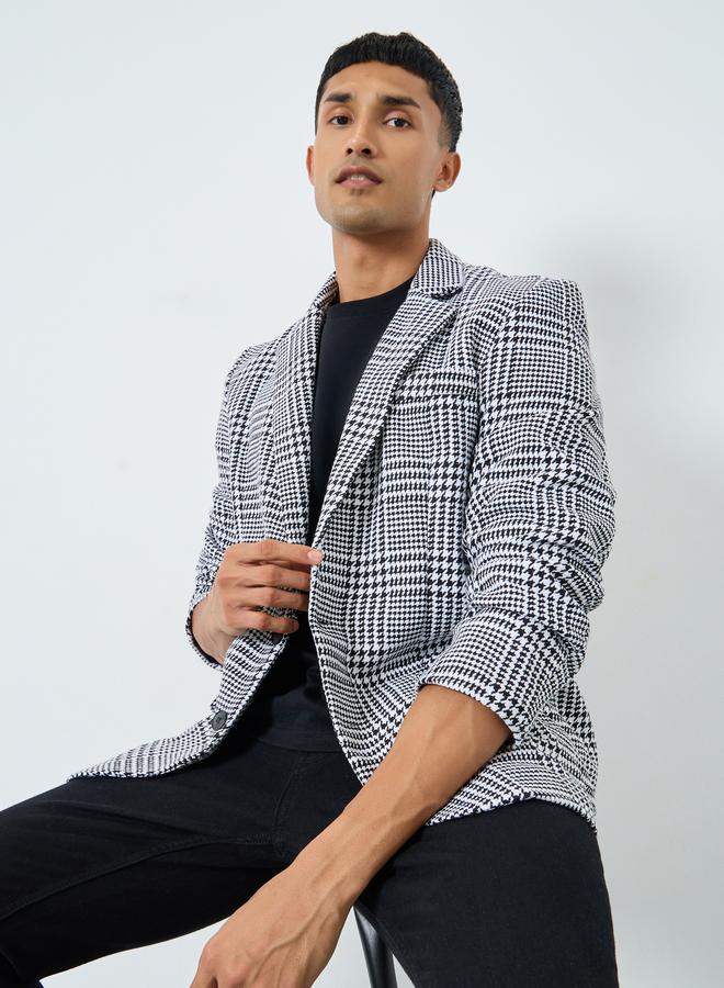 ستايلي معطف واسع بمظهر تويد مطبع بمربعات - Image 1