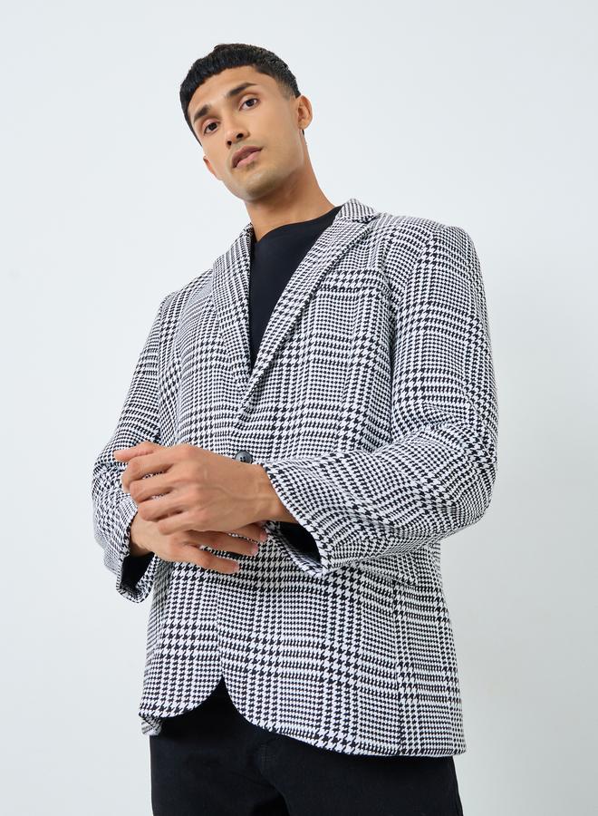 ستايلي معطف واسع بمظهر تويد مطبع بمربعات - Image 3