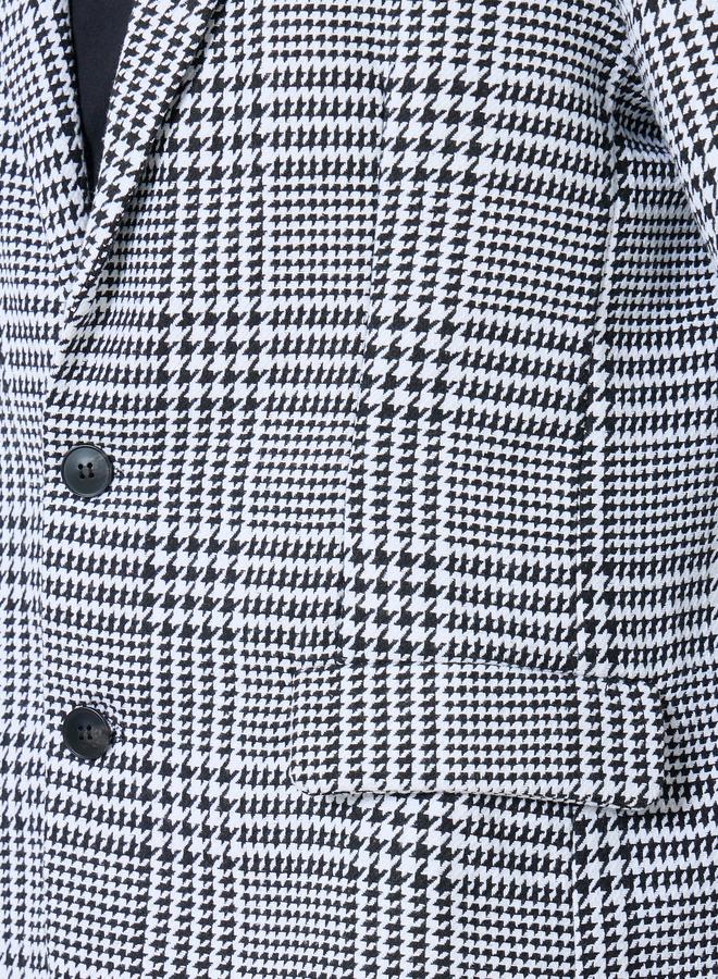 ستايلي معطف واسع بمظهر تويد مطبع بمربعات - Image 4