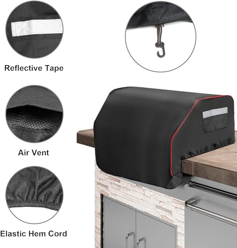 BBQ-Yummy 32 inch Built-in Grill Cover for Bull 45005 Built in Gas Grill, BBQ Grill Top Cover Replace for Bull Lonestar 4 Burner, 87048 Smoker Heavy Duty Waterproof Windproof BBQ Grill Cover with Handle - Image 4