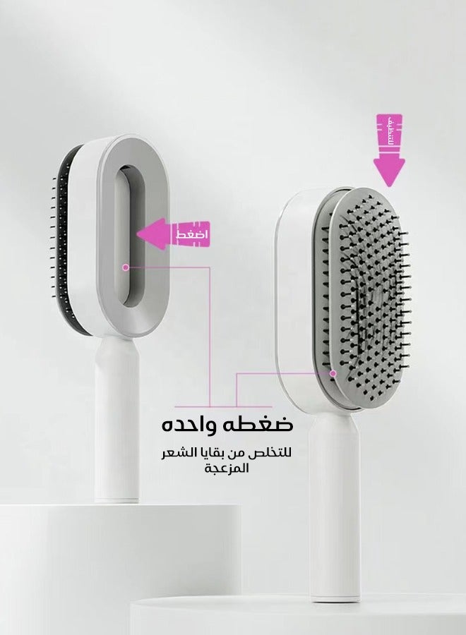 Easy Clean Anti-Static Push Button Hair Brush Healthy Hair Comb - Image 1