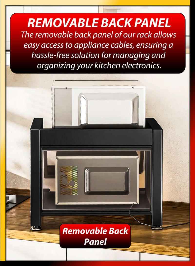DBLEW 3 Tier Microwave Rack Countertop Rack Dual Oven Storage Cabinet Dustproof Shelves Multifunctional Bowl Plates Spoons Knives Cutlery Kitchen Utensils Organiser Shelf  - Image 5