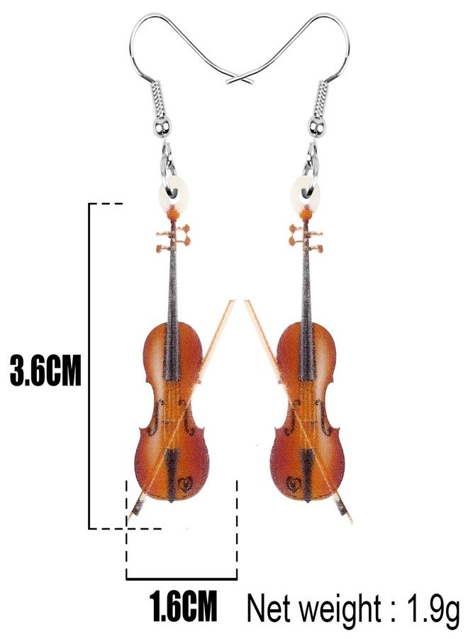 DUOWEI Acrylic Music Guitar Violin Earrings Charms Instrument Dangle Jewelry Gifts for Women (Brown) - Image 5