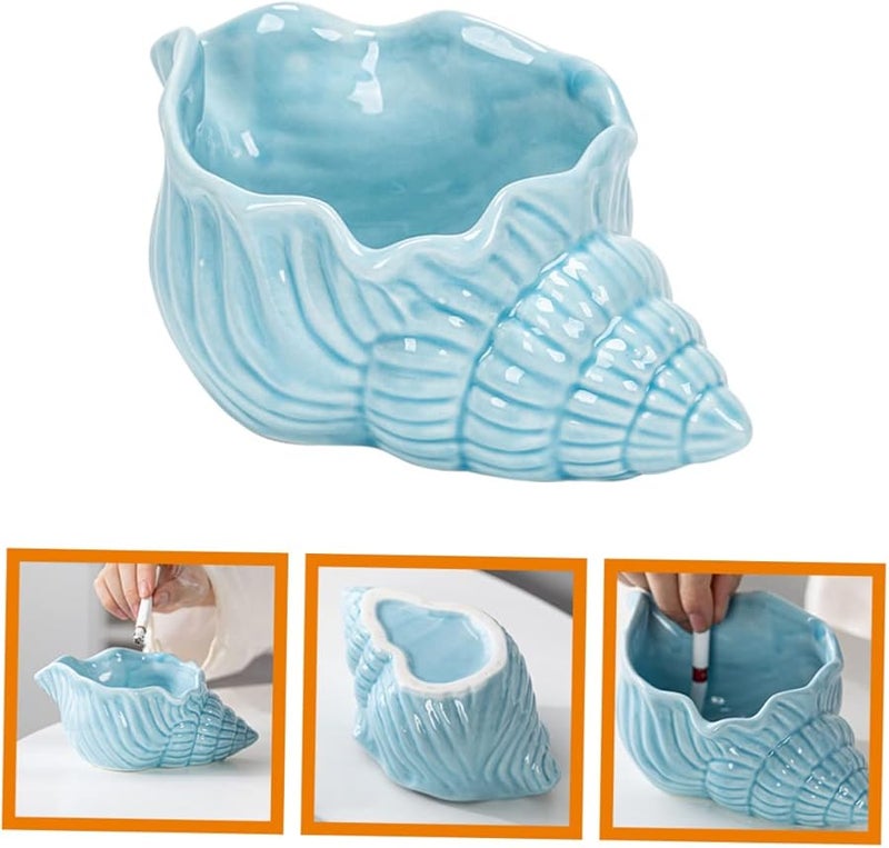 Ceramic Conch Shaped Ashtray Smooth Finish Easy to Clean Compact Design for Home Office - Image 3