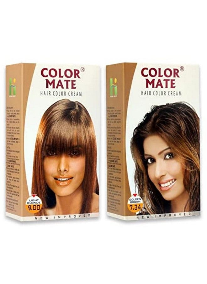 COLOR MATE Organic Hair Colour Rich Cream No Ammonia l Hair Care Cream Golden Brown + Light Blonde hair colours Shade Hair Dye | Herbal Hair Colour Extra Shine Professional Hair Colour 130 ml  - Image 2