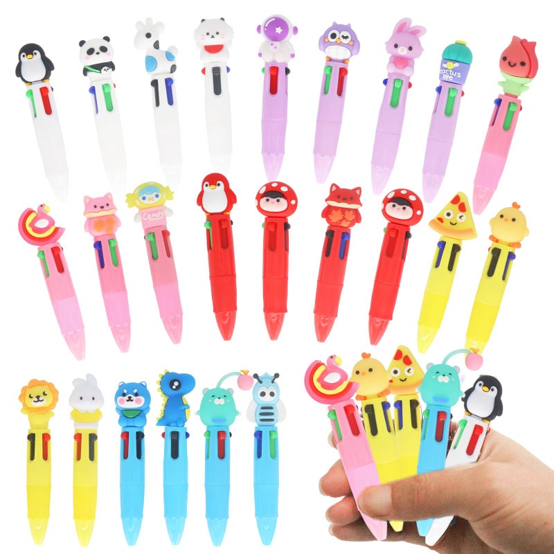 Zhirlyn Mini Multicolor Pens in One 4-in-1, Cute Pens Bulk for Children's Party Favors and Birthdays Gifts, Fun Kawaii Cool Ballpoint Pen for Kids Classroom Prizes Teacher Supplies (Cute, 24) - Image 1
