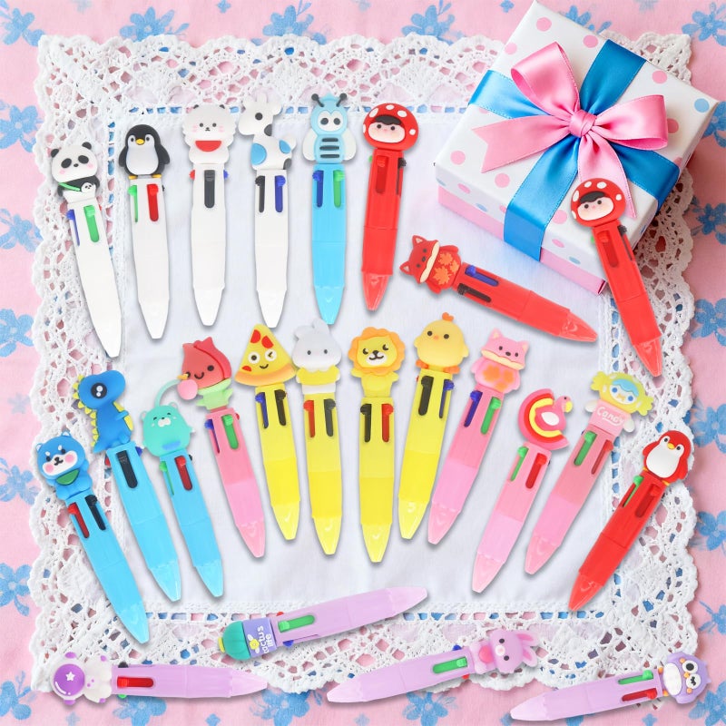 Zhirlyn Mini Multicolor Pens in One 4-in-1, Cute Pens Bulk for Children's Party Favors and Birthdays Gifts, Fun Kawaii Cool Ballpoint Pen for Kids Classroom Prizes Teacher Supplies (Cute, 24) - Image 3