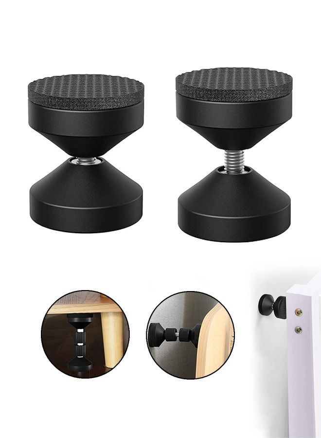 2 Pcs Headboard Stoppers Stabilizer, Telescopic Adjustable Anti Shake Bed Wall Stopper, Threaded Bed Frame Stabilizer Tool for Room Wall Beds Cabinets Sofa (Black) - Image 1