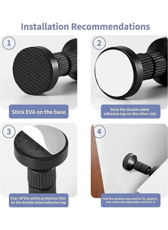 2 Pcs Headboard Stoppers Stabilizer, Telescopic Adjustable Anti Shake Bed Wall Stopper, Threaded Bed Frame Stabilizer Tool for Room Wall Beds Cabinets Sofa (Black) - Image 5