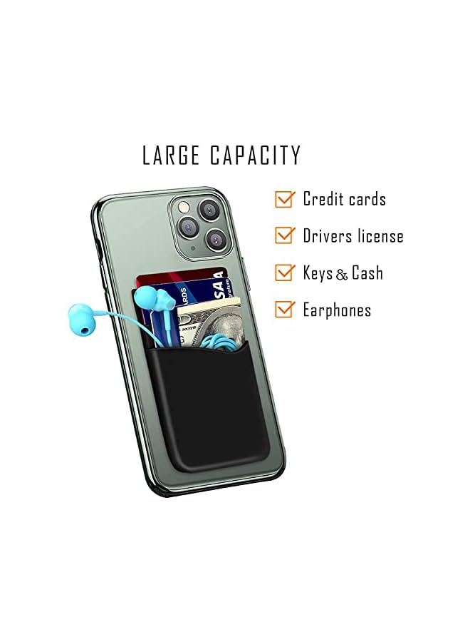 Delfino Phone Card Holder, Ultra Thin Stick-on Silicone Phone Wallet Stick On Credit Card Holder, Phone Pocket for Almost All Smartphones, Adhesive Phone Wallet（Black, White, Grey/3pcs) - Image 2