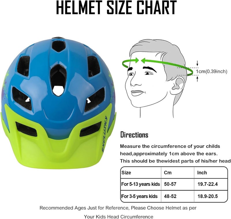 EXCLUSKY Kids Helmet, Kids Bike Helmet Child Boys Girls Bike Helmet Age 5-13 Adjustable Bicycle Scooter Skating Cycle Helmet 50-57cm - Image 2
