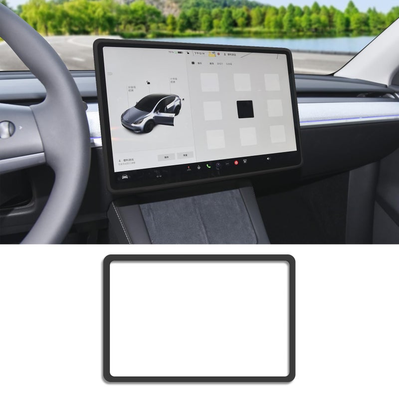Middrivr Screen Protector Frame Compatible with Model 3 Model Y 20192024 Silicone Screen Edge Protector Frame Car Interior Accessories for Center Console Screen Protection Decoration