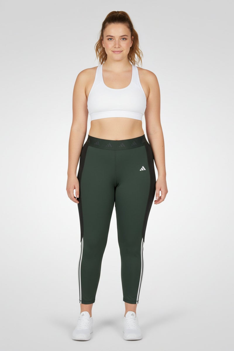 Adidas Women Sportswear Fit Brand Logo Running Leggings, Olive - Image 1