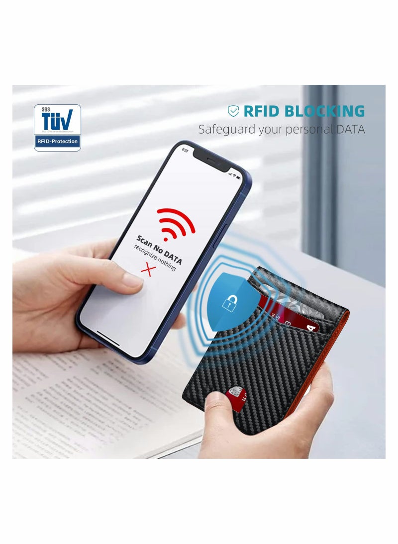 محفظة نحيفة للرجال مزودة بتقنية حجب RFID - 12 فتحة للبطاقات، تصميم جلدي مزدوج الطي مع نافذة لبطاقة الهوية، صندوق هدايا مثالي - Image 3