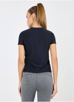 Styli Side Abstract Reflective Detail Short Sleeves Top  - Image 4