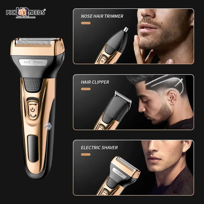 Pick Ur Needs 3 in 1 Professional Electric Hair Clipper for Men Wireless Electric Shaver Beard Nose Shaver Hair Trimmer - Image 2