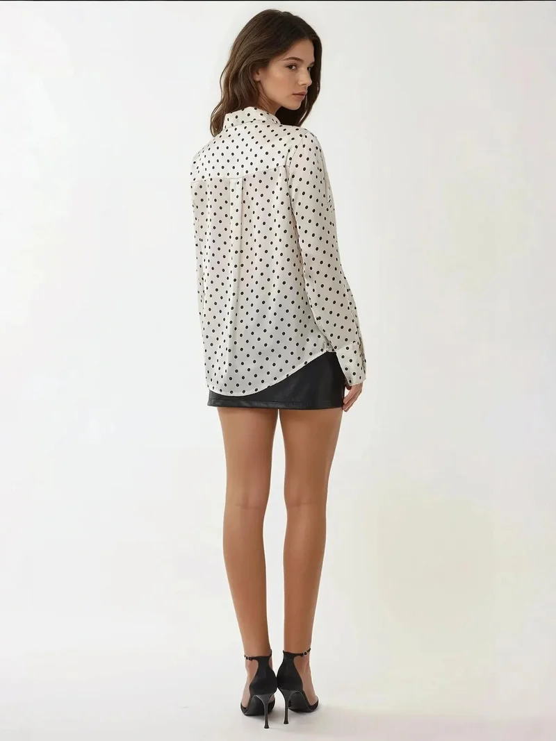 Hiccup Multicolor Polka Dot Satin Button Shirt for Women | Best Price UAE