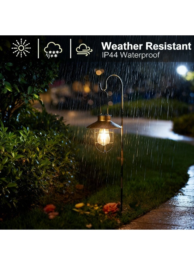 Zarmanuae Solar Hanging Lanterns Outdoor, Hanging Solar lights with Edison Bulb and 80cm Shepherd Hook, Waterproof Landscape Lighting Decor for Garden Patio Yard Pathway Driveway Lawn - Image 2