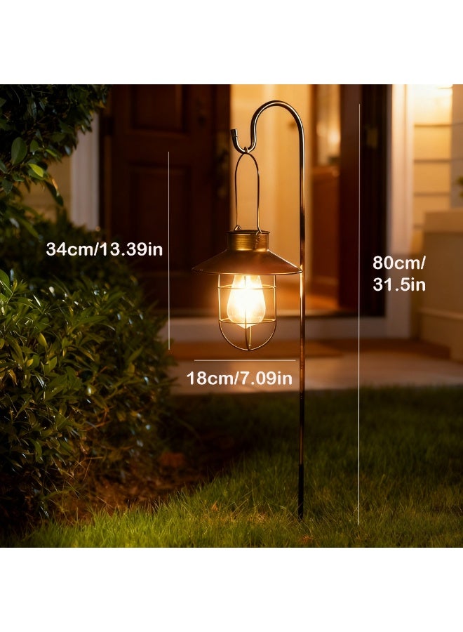 Zarmanuae Solar Hanging Lanterns Outdoor, Hanging Solar lights with Edison Bulb and 80cm Shepherd Hook, Waterproof Landscape Lighting Decor for Garden Patio Yard Pathway Driveway Lawn - Image 3