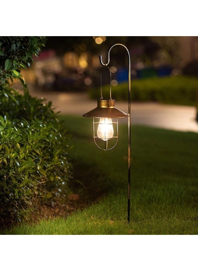 Zarmanuae Solar Hanging Lanterns Outdoor, Hanging Solar lights with Edison Bulb and 80cm Shepherd Hook, Waterproof Landscape Lighting Decor for Garden Patio Yard Pathway Driveway Lawn - Image 1