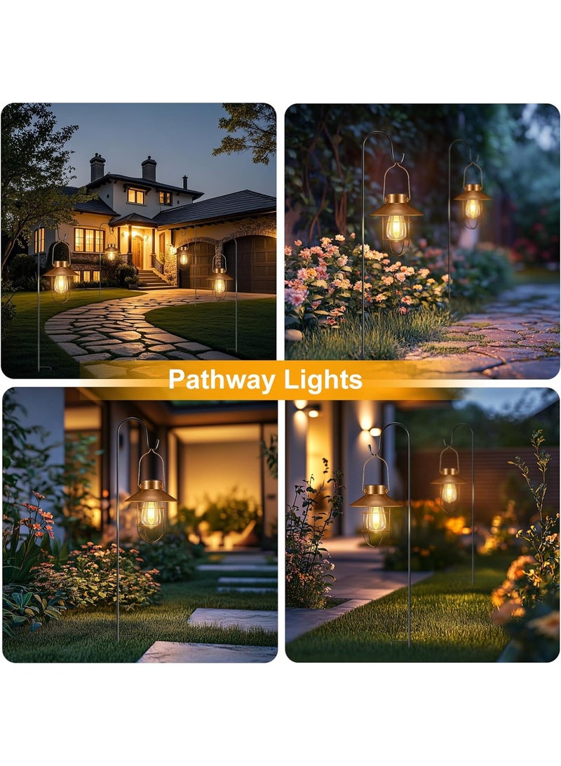 Zarmanuae Solar Hanging Lanterns Outdoor, Hanging Solar lights with Edison Bulb and 80cm Shepherd Hook, Waterproof Landscape Lighting Decor for Garden Patio Yard Pathway Driveway Lawn - Image 5