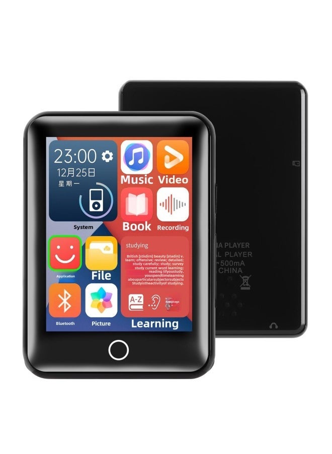 Ultra-thin Full-screen Mp3 Mp4 Portable Bluetooth Student Version Touch Screen Music Player Mp5 Mp6 Compact Digital Audio Player-Body Color:Black [2.8 Inch Full Screen Metal] With Bluetooth Dictionary-Memory Capacity:0GB [no Memory Need To Plug In The Card To Use]]  - Image 1