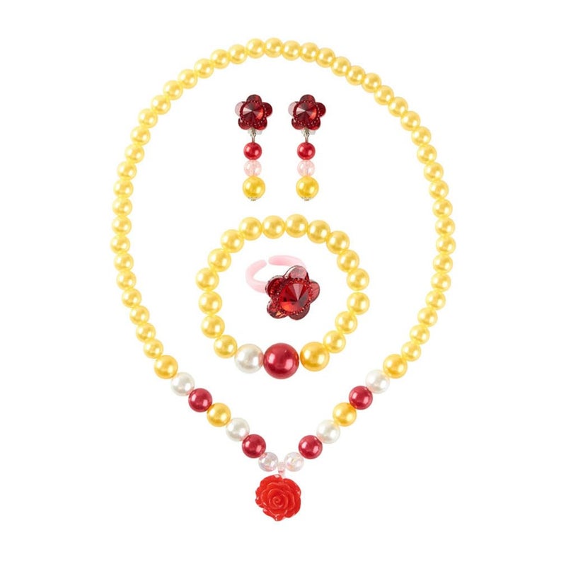Yosbabe Princess Snow White Dress up Accessories for Girls Princess Belle Snow White Party Favors Gifts Set Including Crown Scepter Wand Necklace Gloves Red Bow Headband - Image 5