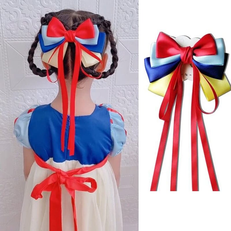 Yosbabe Princess Snow White Dress up Accessories for Girls Princess Belle Snow White Party Favors Gifts Set Including Crown Scepter Wand Necklace Gloves Red Bow Headband - Image 2