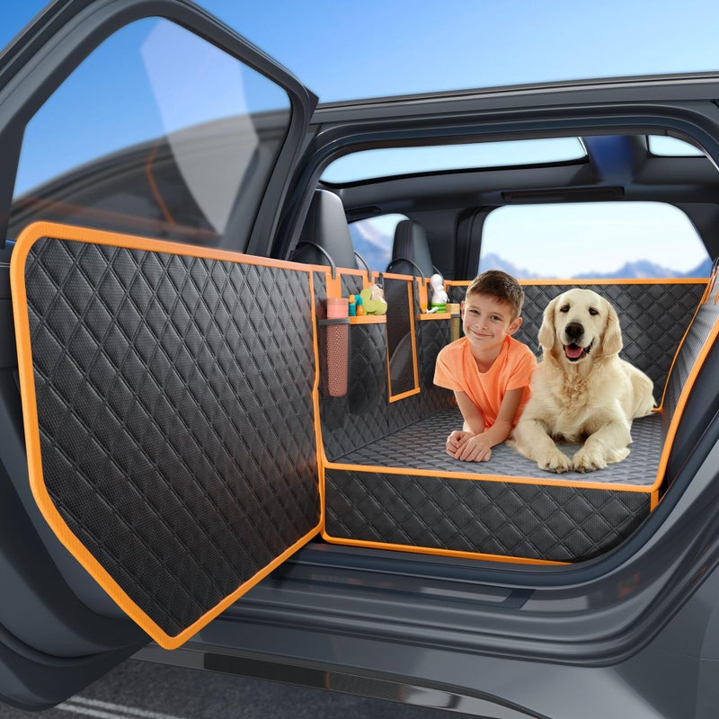 Twesync Dog Car Seat Cover for Back Seat, Hard Bottom Car Seat Cover for Dogs with Door Protectors for Traveling and Camping with Pets, Waterproof and Scratch-Resistant, Suitable for Cars - Image 1