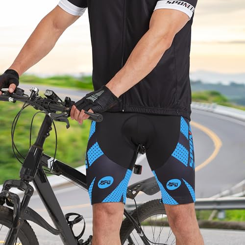 sponeed Cycling Men Shorts Padded Biking Pants Underwear Pad Gel Boy's Cycle Tights US XXXL Blue - Image 3