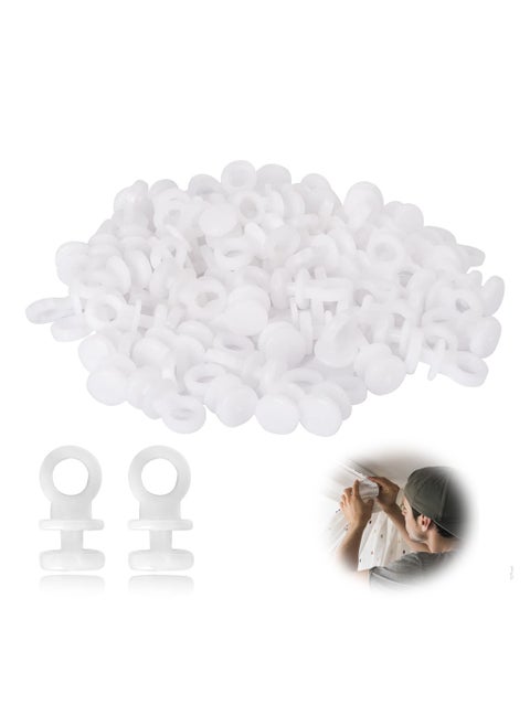 Curtain Track Gliders 100Pcs Plastic White Curtain Hooks Effortless Gliding Curtain Rail Slider Hooks Rollers for Window Door Shower Curtains