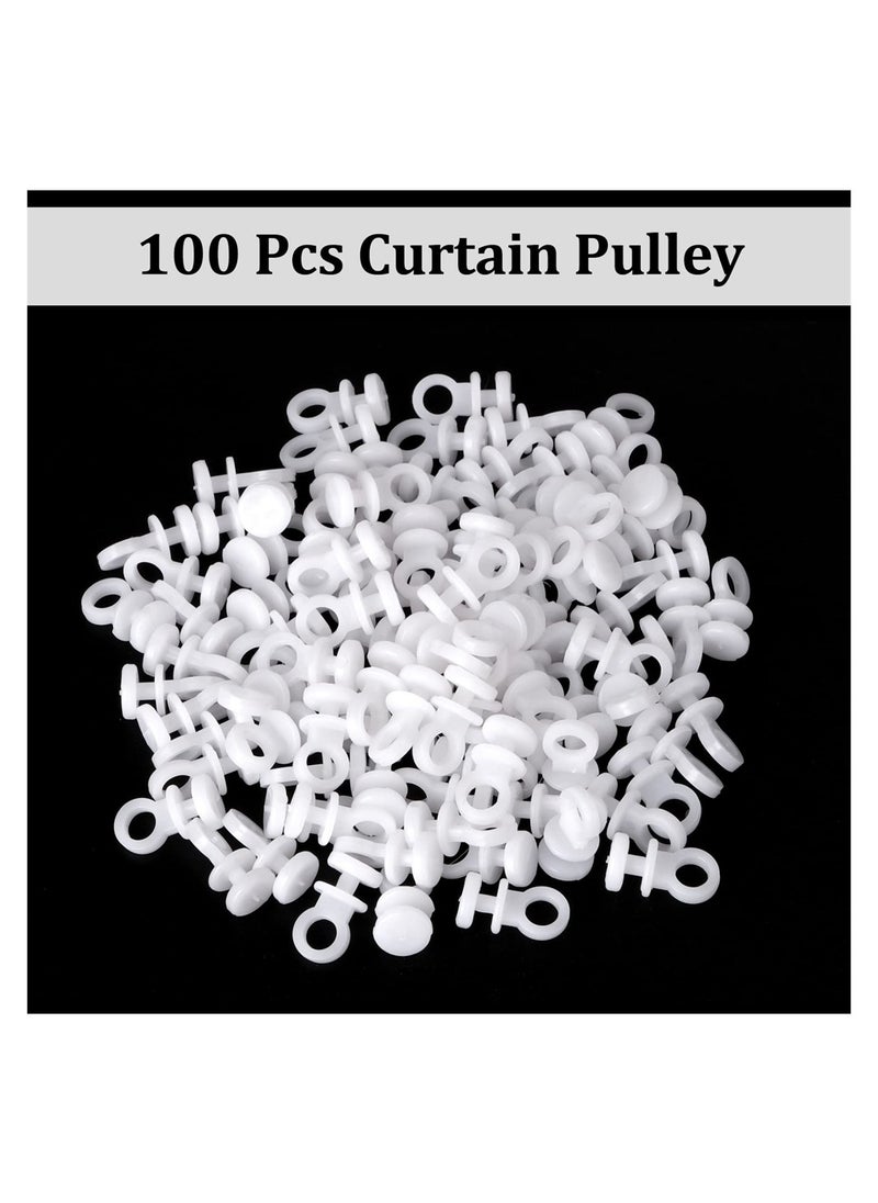 SYOSI - Curtain Track Gliders 100Pcs Plastic White Curtain Hooks Effortless Gliding Curtain Rail Slider Hooks Rollers for Window Door Shower Curtains - Image 1